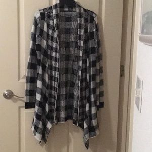 Black & White Plaid Sweater Coat